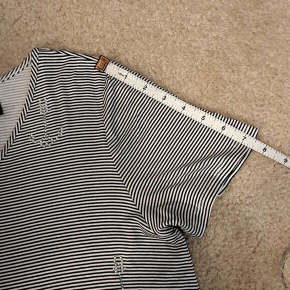 Knapp Studio NEW Top Black White Mini Stripe Beads Anchors Sailing Boating Large - Picture 11 of 12